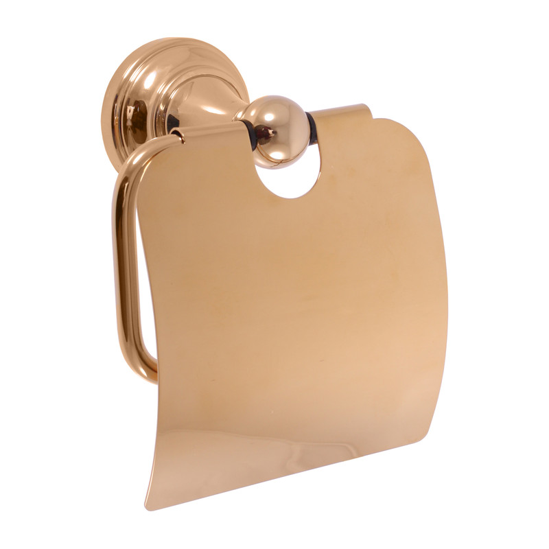 Držiak toaletného paiera s krytom zlato Kúpeľňový doplnok Morava RETRO