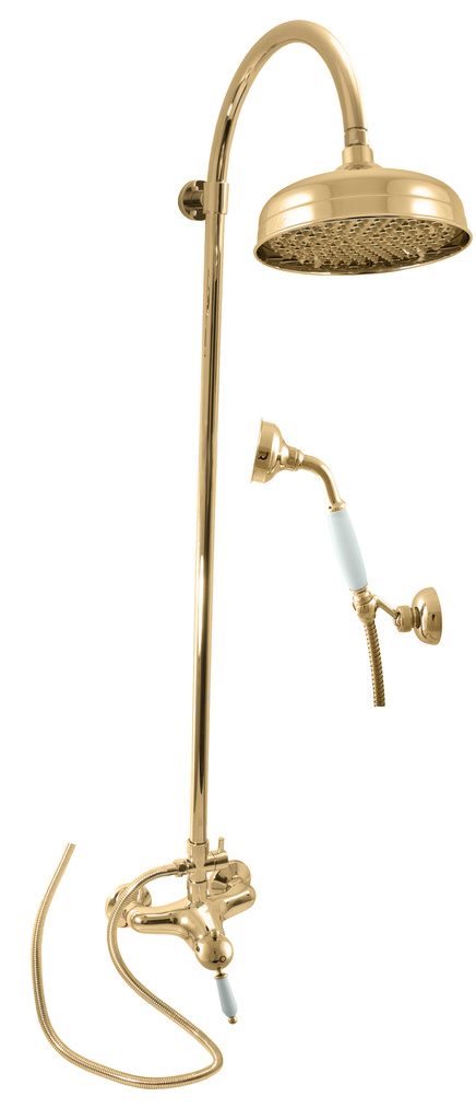 Vodovodní baterie sprchová s hlavovou a ruční sprchou LABE zlato