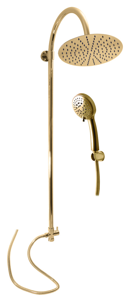 Sprchový komplet s hlavovou a ruční sprchou - zlato