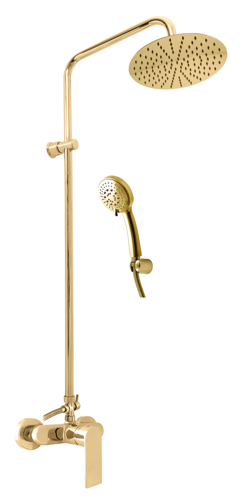 Vodovodní baterie sprchová NIL s hlavovou a ruční sprchou - zlatá - lesklá