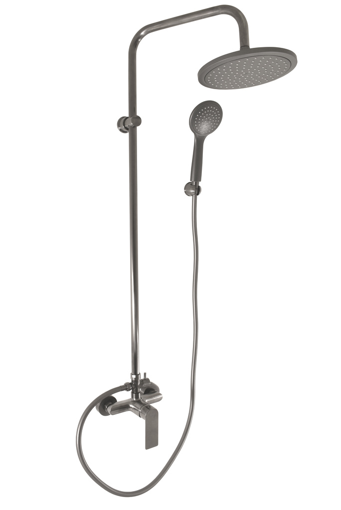 Vodovodná batéria sprchová s hlavovou a ručnou sprchou NIL - metal grey kartáčovaná