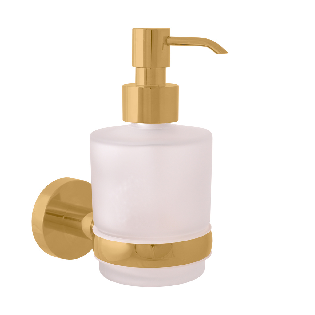 Dávkovač tekutého mýdla - zlatá - kartáčovaná/sklo Koupelnový doplněk COLORADO